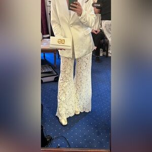 BCBGMAXAZRIA womens Pull on Flare Leg Lace Pant Pants